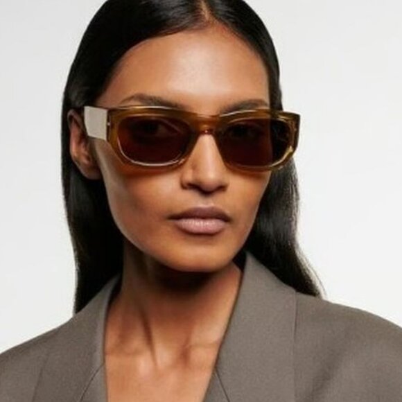NWT SAINT LAURENT SUNGLASSES BROWN - Picture 1 of 5